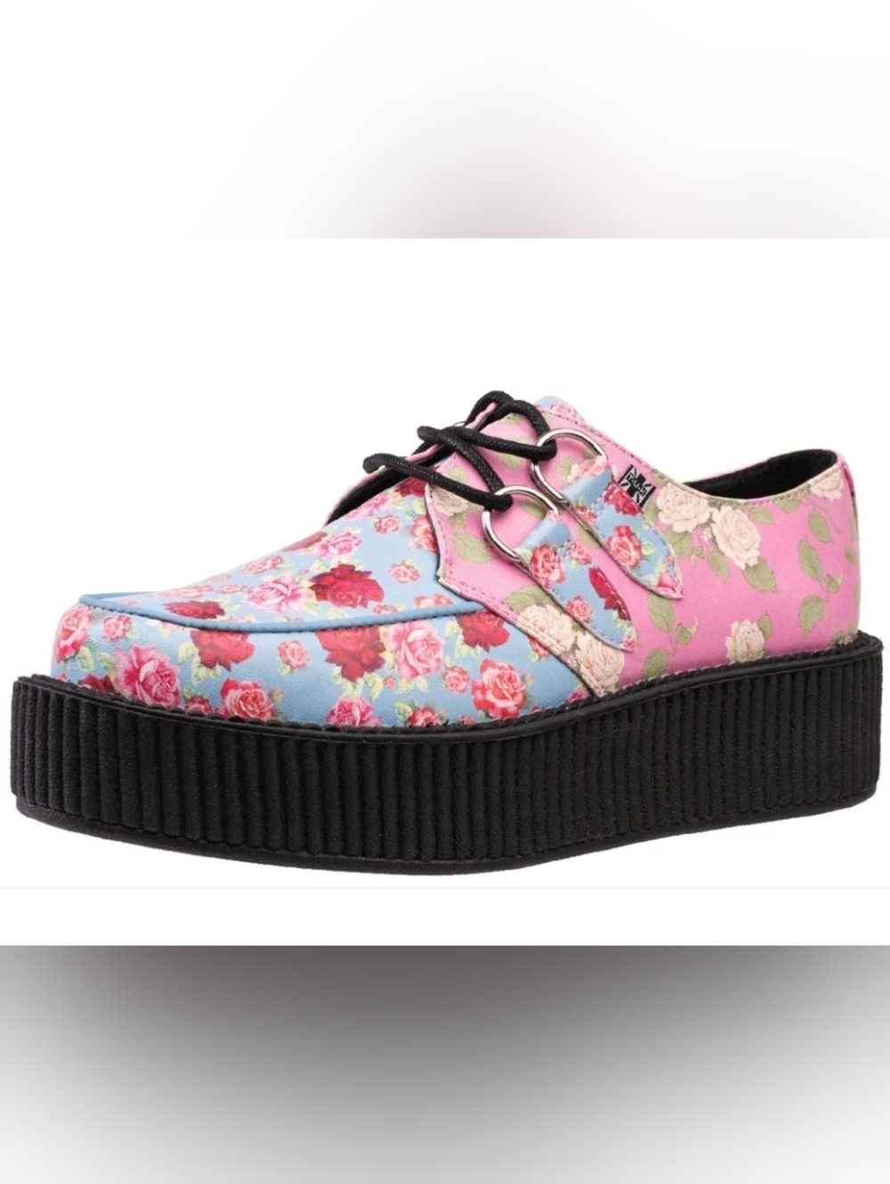ISO T.U.K Floral Platform Creepers - Pink & Blue